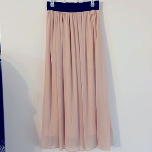 Fully lined light peach maxi skirt